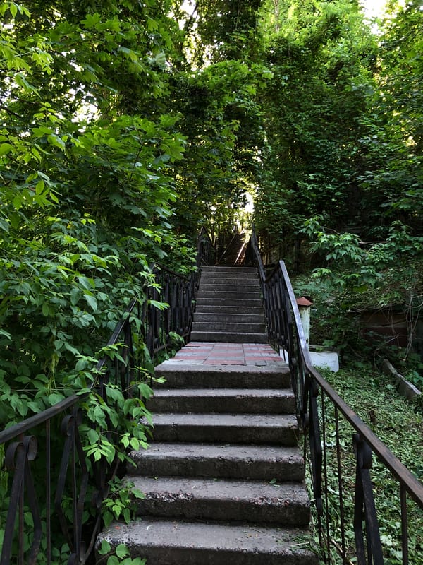 Urban architecture and pathways documented during morning walkthrough