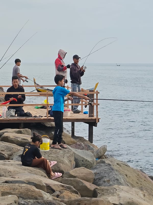 Quiet coastal morning captured in Lhokseumawe fishing community