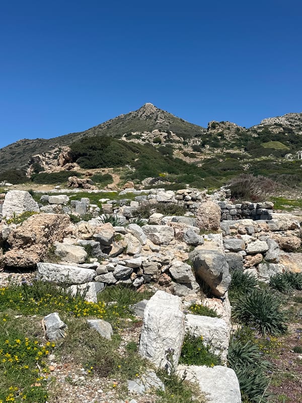 Visitor documents ancient Knidos ruins and Datça coastline