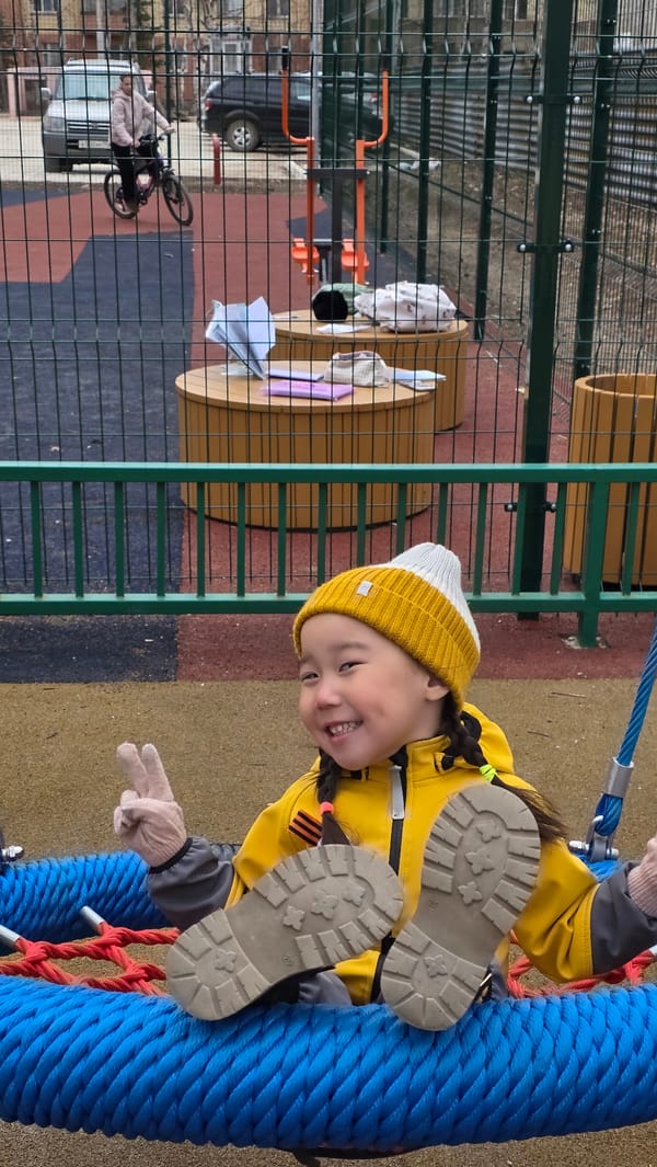 Child spotted at playground in early morning, Lensk Russia