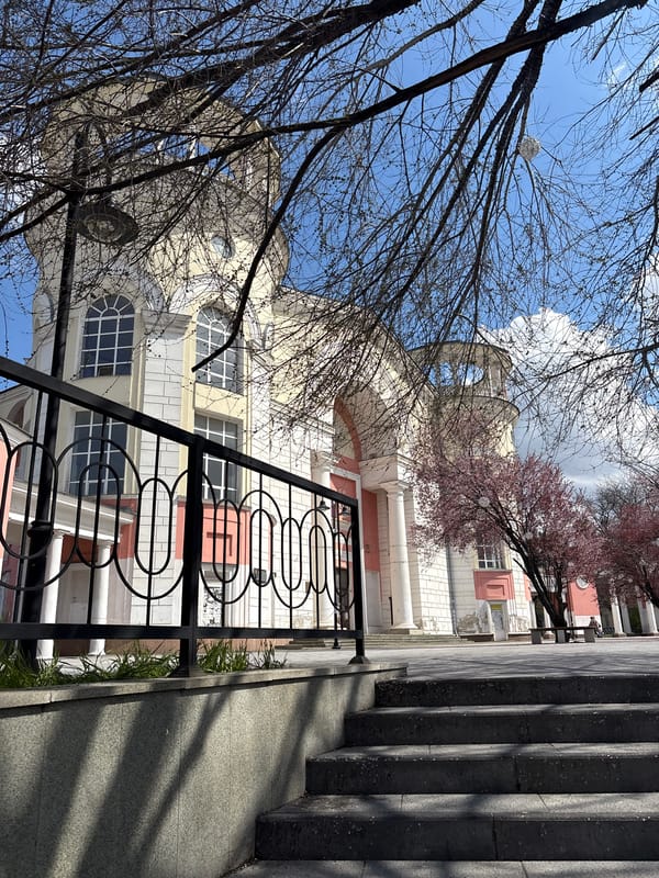 Street scenes documented around Simferopol theater district