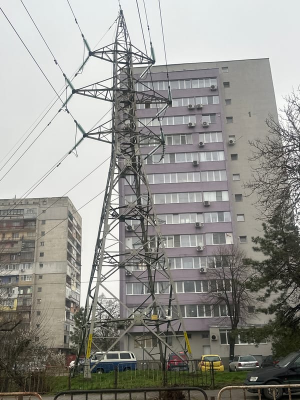 Power lines and pylon captured in overcast Dobrich