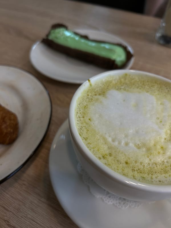 Morning cafe visit and urban walk documented by witness