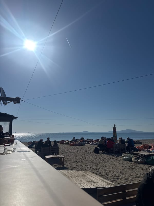 Morning dining scene captured at Burgas beach cafe