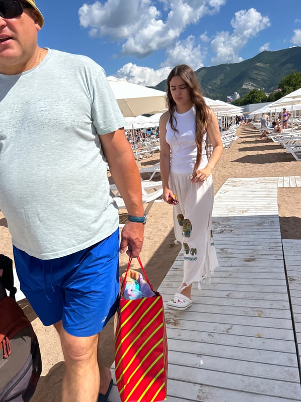 Summer beach day in full swing at Gelendzhik, Russia