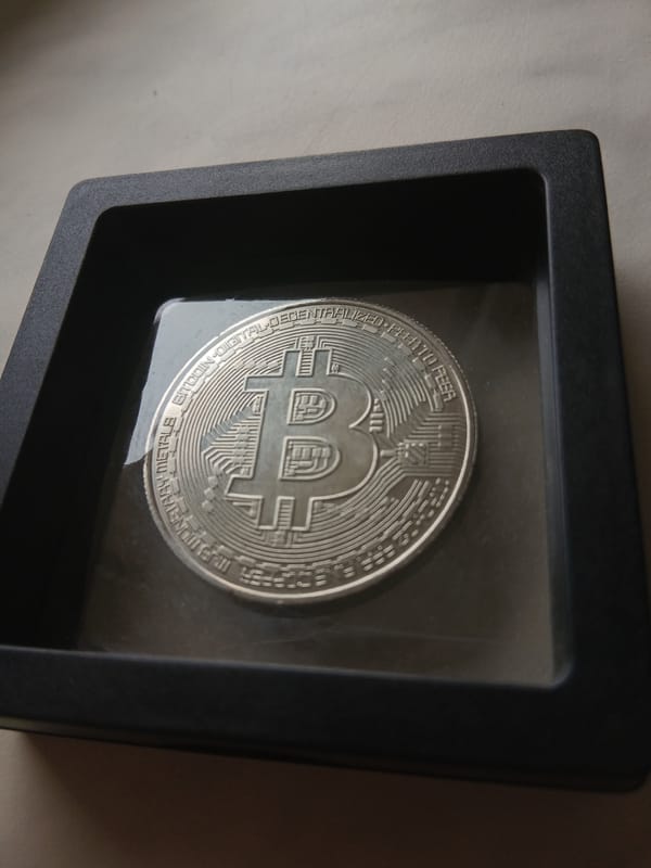 Bitcoin display and residential street scene documented separately