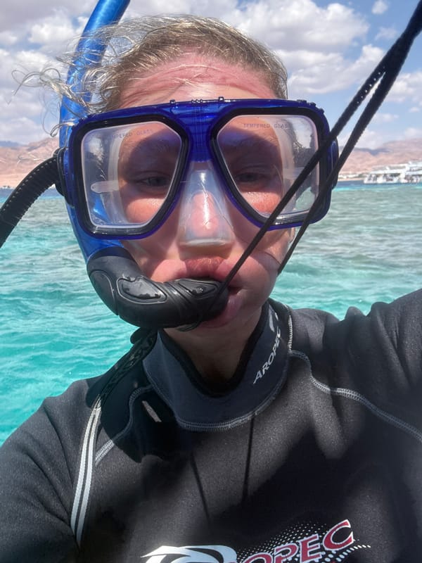 Divers enjoy recreational water activities in Dahab, Egypt