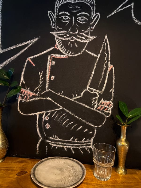 Anonymous diner documents casual meal in Sofia restaurant