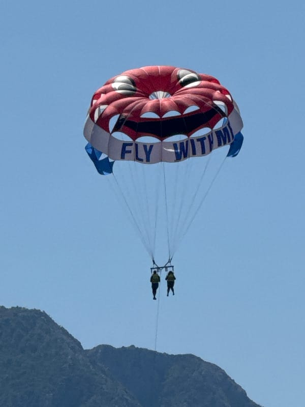 Parasailing and paddleboarding off the Montenegro coast