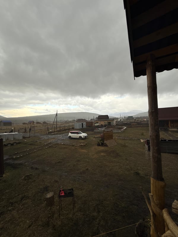 Overcast skies documented over rural Kordonnyi, Russia landscape
