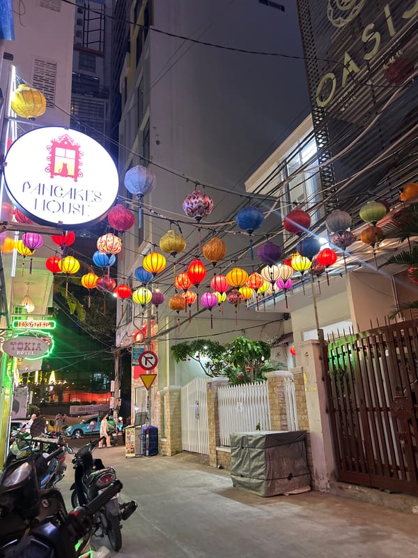 Nha Trang street life documented with lanterns, coffee shop