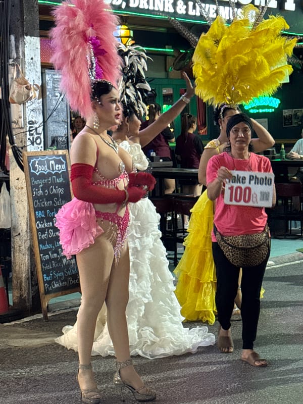 Street performers entertain crowds in Patong's nightlife district