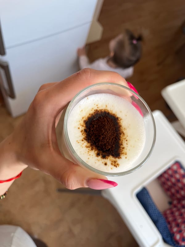 Morning coffee and toddler walk documented in Pernik, Bulgaria