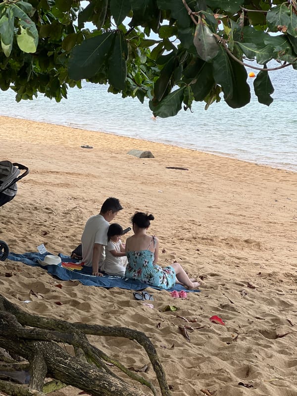 Morning beach life documented in Denpasar, Indonesia