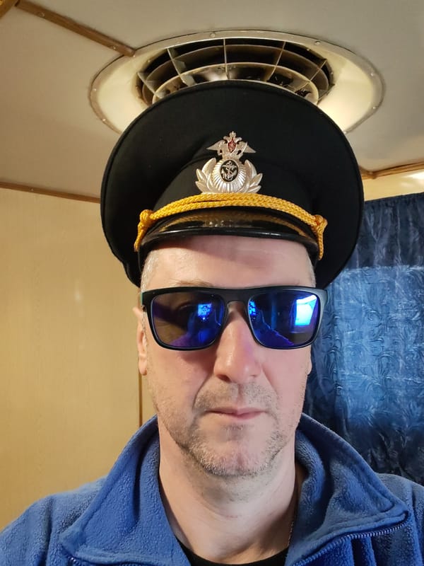 Russian naval officer photographed in uniform in Bol'shie Mkhi
