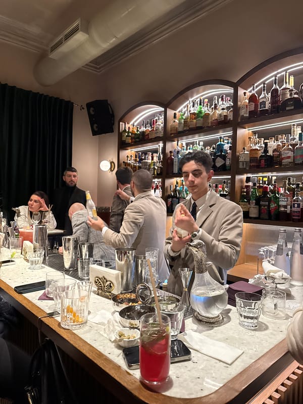 Evening bar scene captured in Yerevan, Armenia