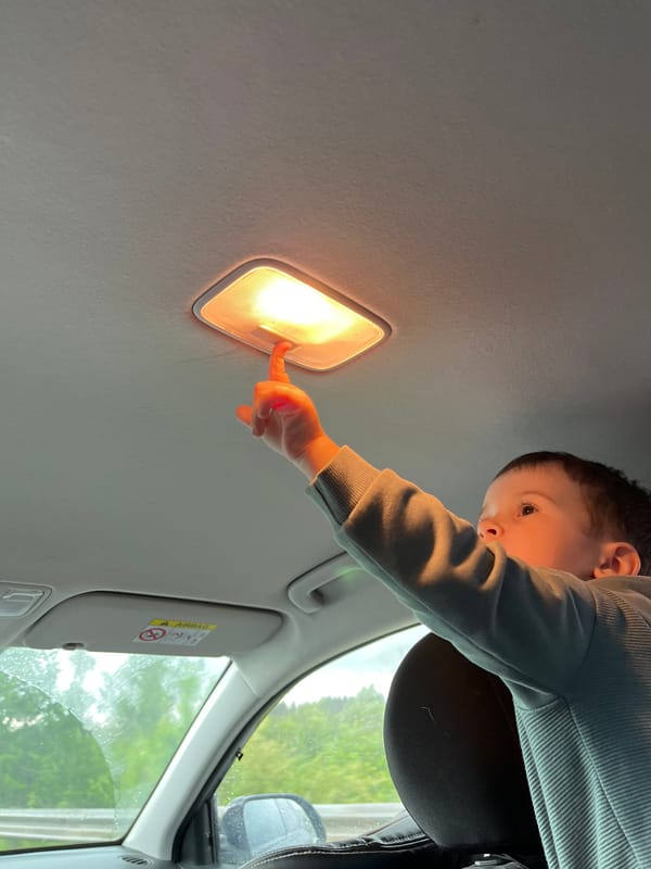 Child plays with car dome light in Votkinsk