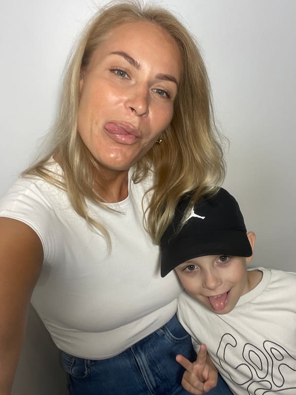 Mother and child enjoy morning mall visit in Sochi