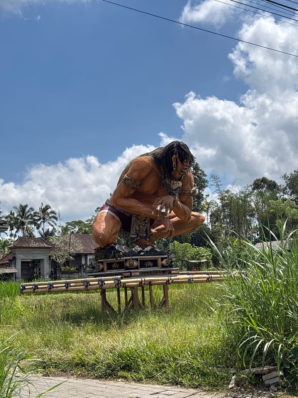 Ornate menacing statue observed in Tegallalang, Indonesia