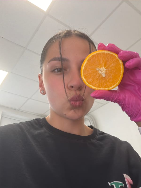 Kitchen activity documented in Gabrovo involving oranges and selfies