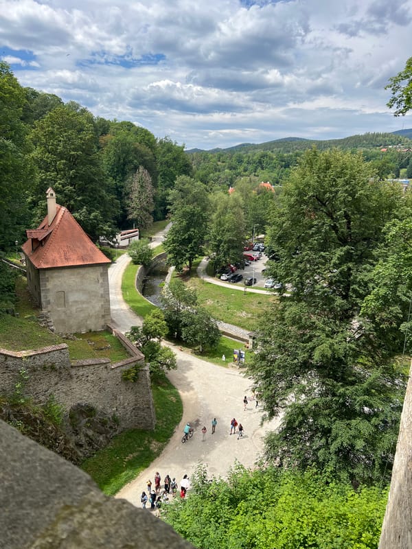 Exploring Český Krumlov's castle, river, and old town streets