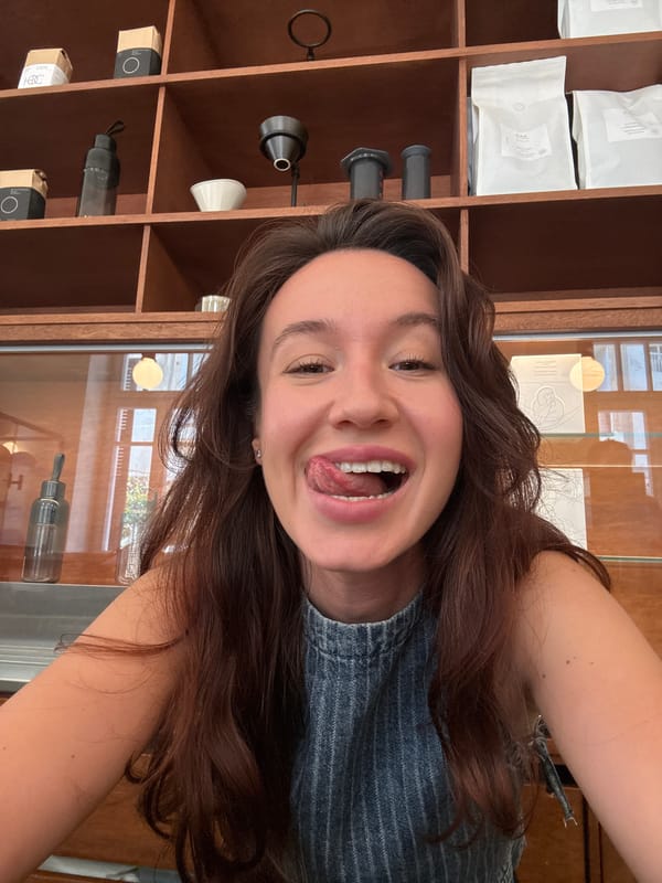 Woman takes playful morning selfies in Tel Aviv