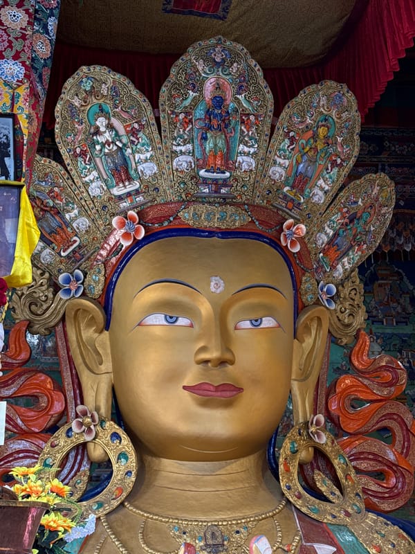 Golden Buddha statue at Thiksey Monastery, Ladakh