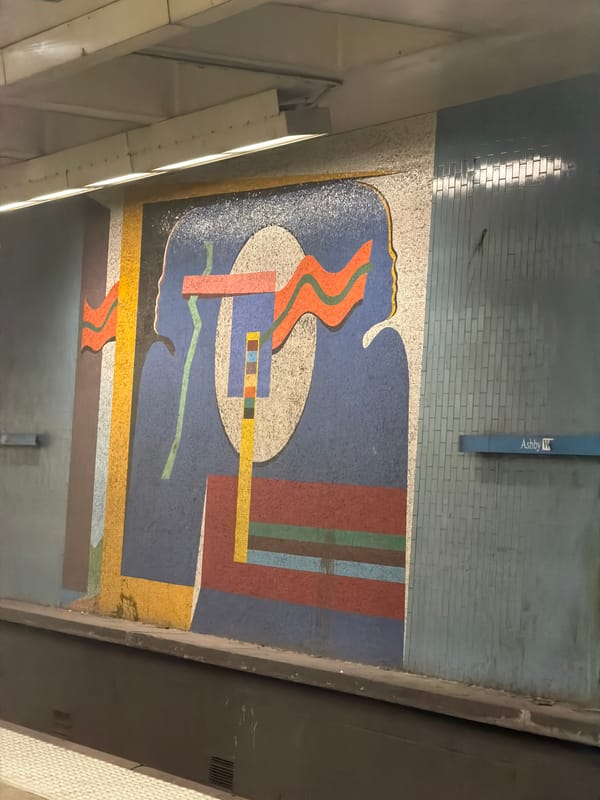 Geometric mosaic artwork spotted at Atlanta MARTA station