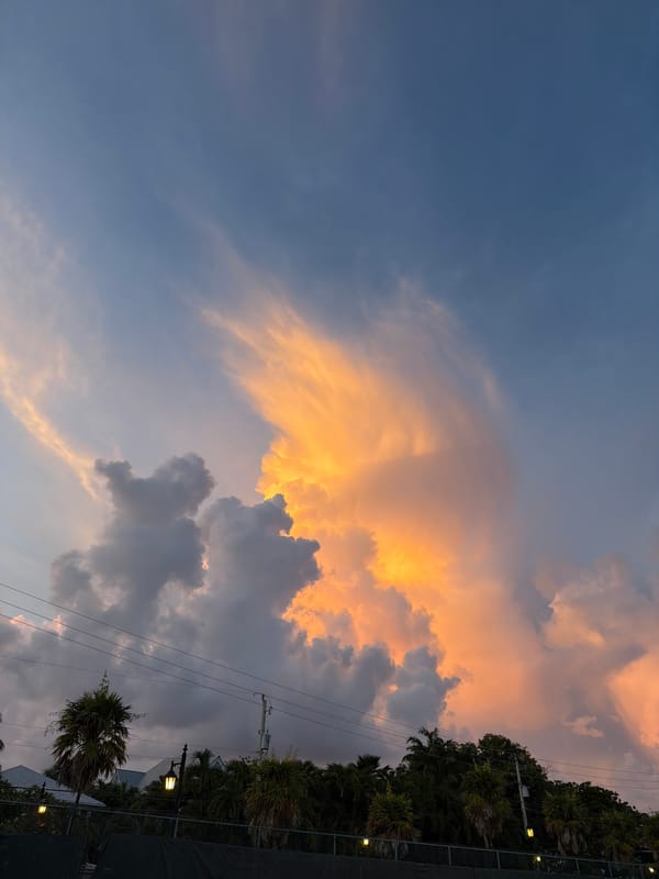 Key West sunset paints the sky orange and blue