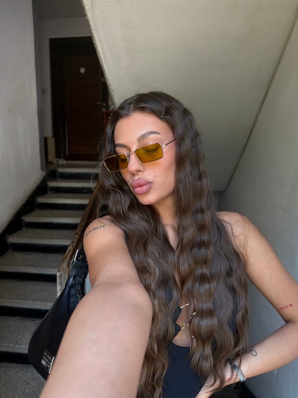 Quick selfie session in Karnobat, sunglasses and black outfit.