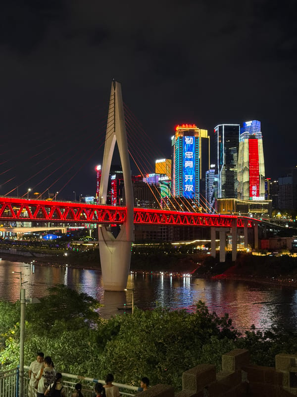 Chongqing's Yuzhong District lit up on a summer night