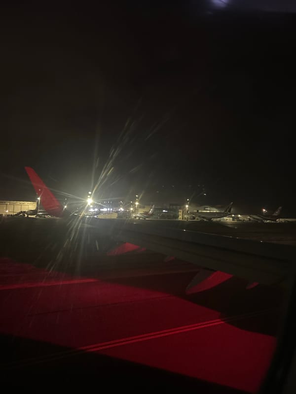 Nighttime airport runway scene documented in Nouaceur, Morocco
