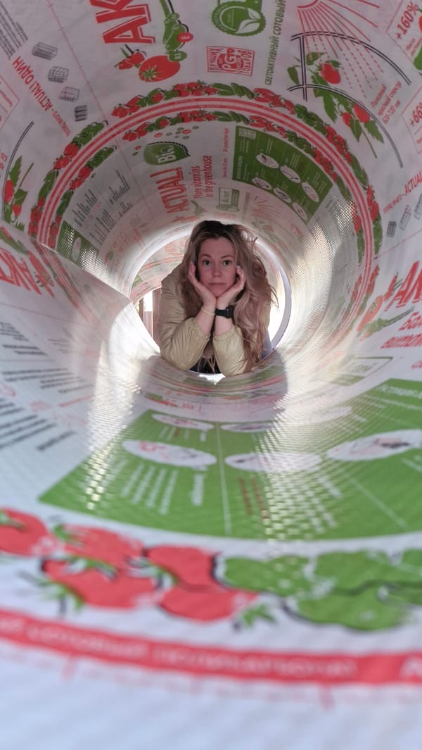 Women spotted resting in cylindrical objects in Otchor, Russia