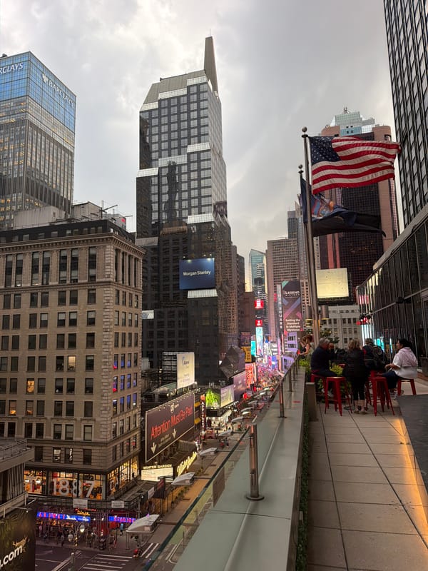Rooftop seating above the Times Square buzz