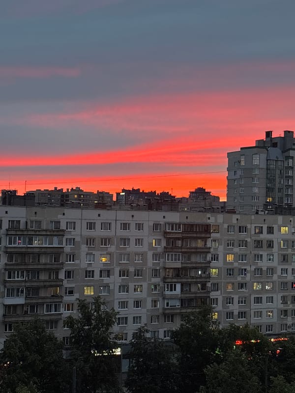 Sunset over a Russian city, shot from multiple angles