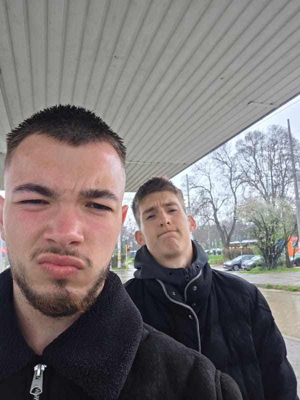 Two men photographed taking selfie in Sofia, Bulgaria