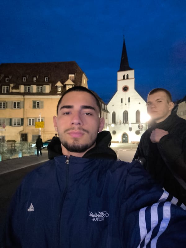 Two men photographed outside Protestant church in Strasbourg