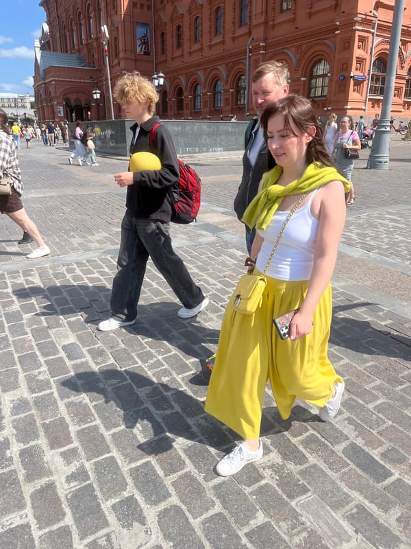 Summer morning foot traffic around Red Square and the Kremlin