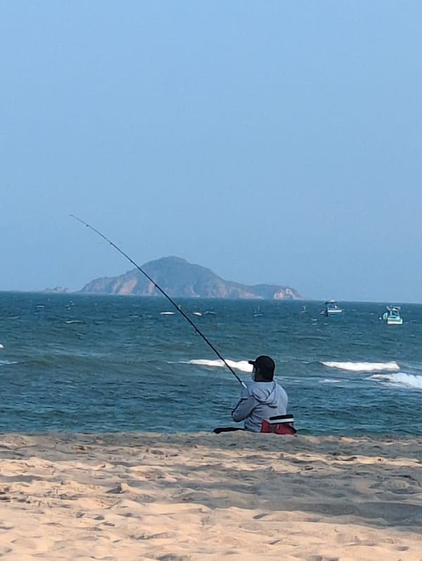 Morning beach activities documented in Quy Nhon, Vietnam