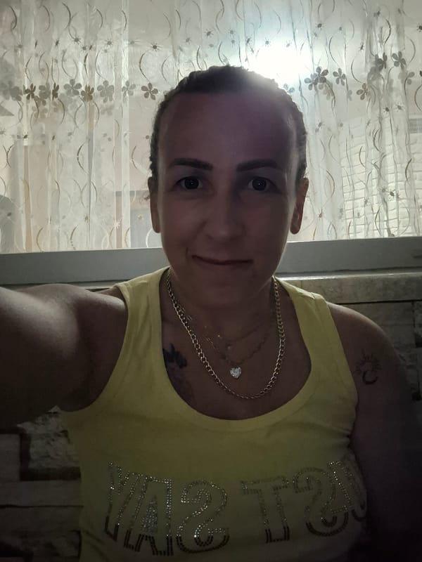 Late-night selfie series, yellow tank top and moonlit backdrop