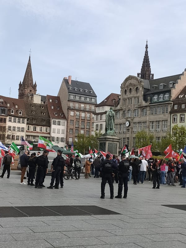 Iranian flag demonstration met by CRS police in Strasbourg