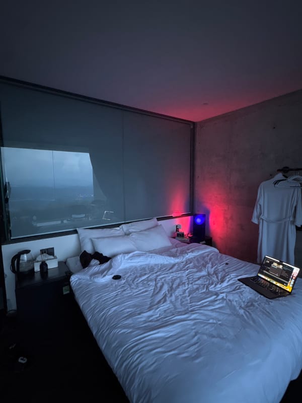 Hotel room views over Đa Lộc valley at dusk