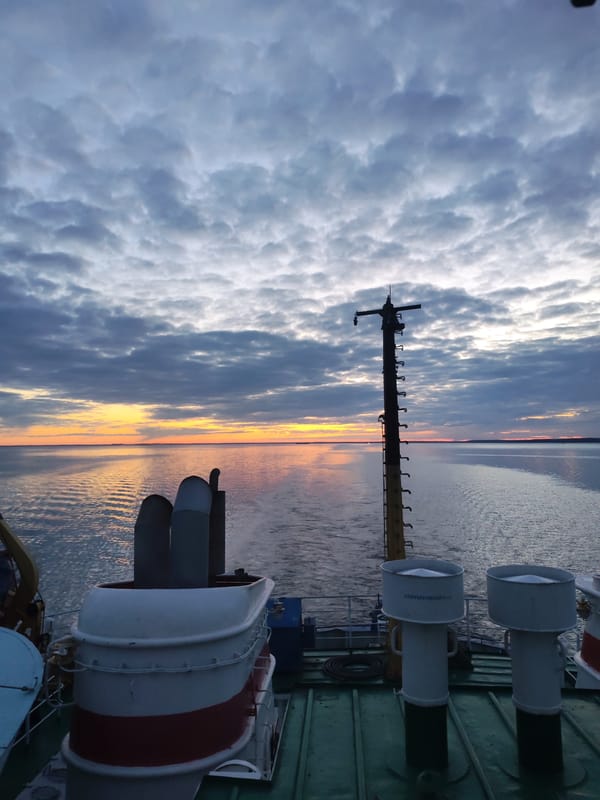 Peaceful ship voyage documented near Gorushka, Russia