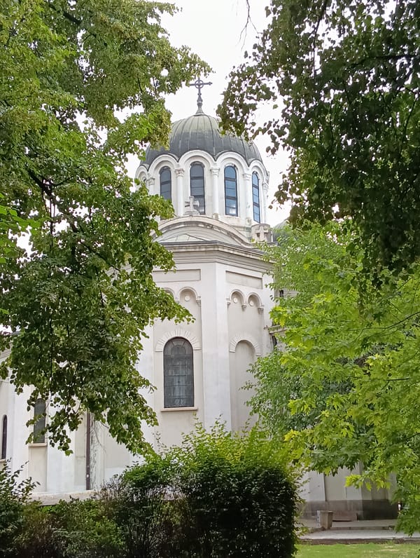 Domed church exterior in central Sofia, Bulgaria