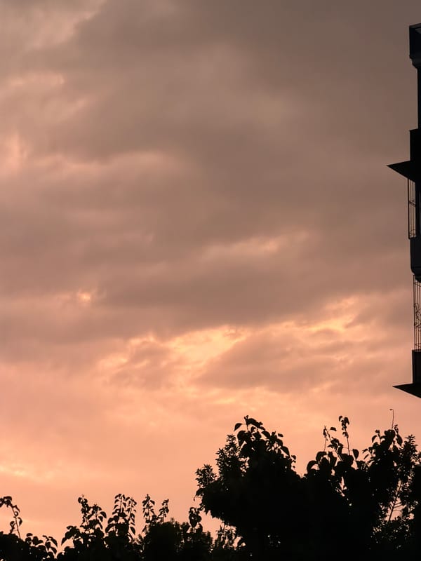 Tashkent residential streets at dusk, golden hour sky