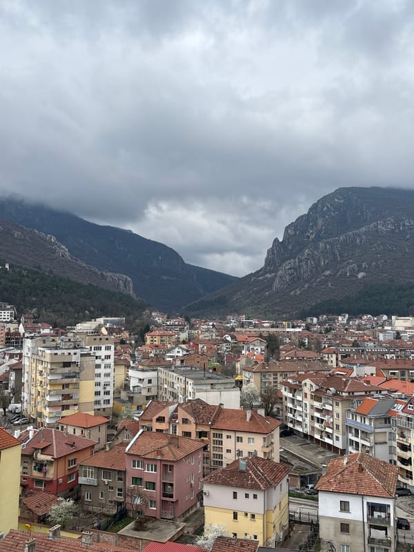 Morning clouds shroud Vratsa Balkan mountains in Bulgaria