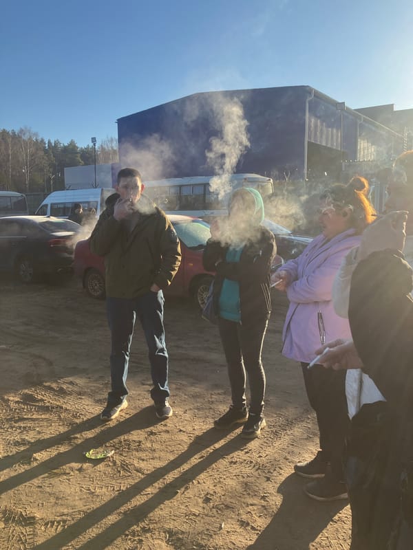 Late night gathering documented in wooded Noviy, Russia