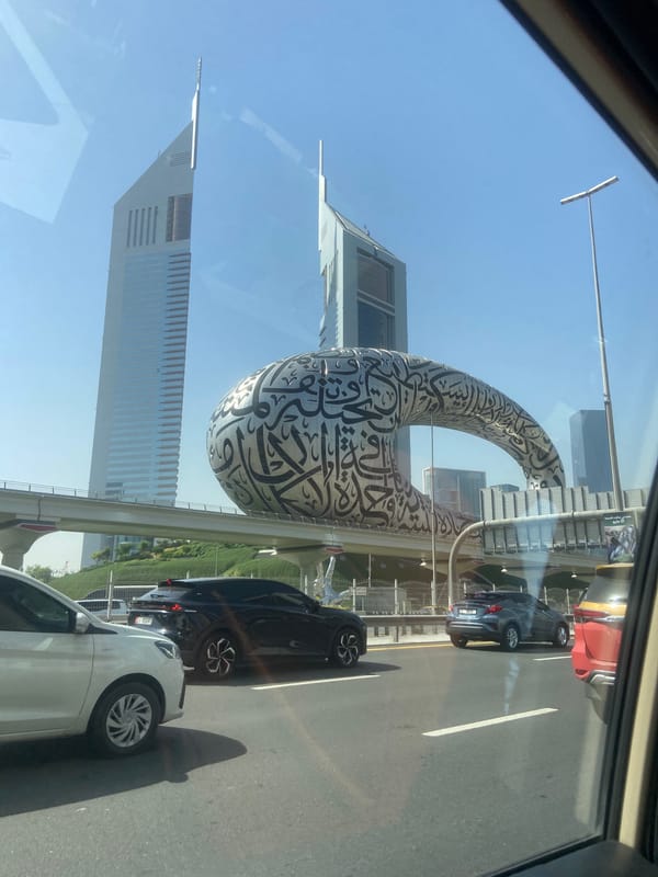 Museum of the Future photographed from Dubai roadway