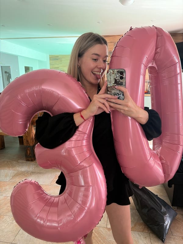 30th birthday selfies and garden scenes in Chaikovsky