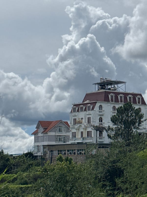 Đà Lạt's colonial and residential architecture under overcast skies